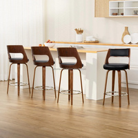 Tabourets de bar pivotants haut de gamme avec dossier découpé en bois et pieds en métal, chaises Nar pour comptoir de cuisine et café