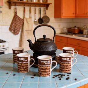 HARVIT Tasses à café et mugs à latte en porcelaine fine, style contemporain, avec lettres Scrabble Cino, Shandong - Product Image 5