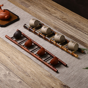 ที่วางถ้วยชาไม้ไผ่รูปวงรี ชั้นวางแห้งเร็วสำหรับชุดน้ำชาคุนฟู - Product Image 3