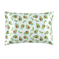 Taie d'oreiller en satin de soie lisse imprimée avocat avec logo personnalisé pour les cheveux et la peau, housse de coussin rafraîchissante en satin