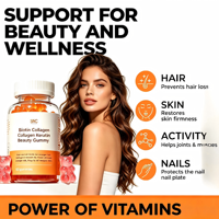 Gummies de beauté OEM ODM à la biotine avec collagène et kératine, 60 unités, complément vitaminique pour le soin quotidien des ongles après le nail art