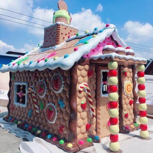Grande <span class=keywords><strong>maison</strong></span> de bonbons commerciale en fibre de verre en forme de <span class=keywords><strong>maison</strong></span> de Père Noël, durable, pour extérieur, décoration de Noël - Product Image 6