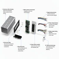 Contrôleur sans balais haute puissance 24-36 tubes 48-72V, contrôleur universel à onde sinusoïdale trois modes, sortie maximale 2200W pour applications électriques