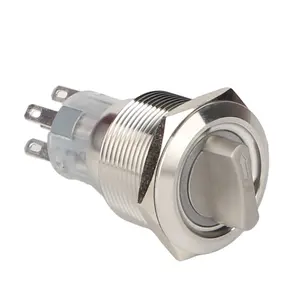 Hotsale 22mm Metal Rotary Selector Switch Self-reset Momentary Antivandal 1NO1NC 2 Position Metal Selector Switch