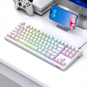 DG87 Wired Mechanical RGB Gaming <b>Keyboard</b> 87KEY Cracks <b>USB</b>-C Desktop Rapid Trigger High Accuracy BLACK AND WHITE - Product Image 5