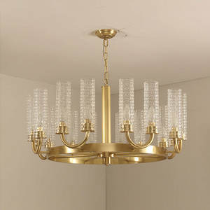 Suministro de fábrica Decoración para el hogar Araña Metal Latón Luz Dormitorio Moderno Nordic Glass Pendant Light - Product Image 6