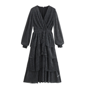 Low Price Layered Black Chiffon Dress Sequins Backless Design | Alibaba.com