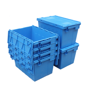 Attached Lid Container <strong>Plastic</strong> Moving Tote Box <strong>Plastic</strong> <strong>Crate</strong> With Lid - Product Image 1