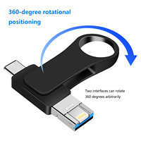 Llavero 3 en 1 OTG USB 3.0 de Metal de Alta Velocidad para iPhone con Almacenamiento de 32GB/128GB y Caja de Venta al por Menor