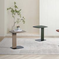 Meuble de salon moderne en travertin naturel, table d'angle avec base en métal, table d'appoint pour villa, hôtel, école, appartement