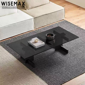 WISEMAX FURNITURE Tavolino da <span class=keywords><strong>Caffè</strong></span> Nordico Moderno Rettangolare con Base in Legno di Quercia Massiccio e Piano in Vetro per Soggiorno - Product Image 6
