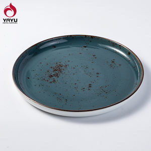 Plato <span class=keywords><strong>de</strong></span> cerámica para decoración del hogar, juego <span class=keywords><strong>de</strong></span> platos <span class=keywords><strong>de</strong></span> porcelana azul mate pintados a mano <span class=keywords><strong>de</strong></span> 8 "y 10,75", para Hotel y <span class=keywords><strong>restaurante</strong></span>, venta al por mayor - Product Image 1