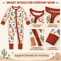 Combinaison bébé personnalisée à imprimé feuilles de dinosaures, manches longues, fermeture éclair bidirectionnelle, en bambou, unisexe, douce, pyjama pour nourrissons, antibactérienne