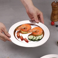 Assiettes à dîner en acier inoxydable écologiques directes d'usine plateaux de service ronds en or à motifs de plantes pour restaurants hôtels