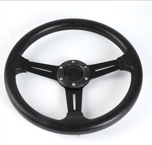 क्रस यूनिवर्सल ब्लैक रबर/एल्यूमीनियम 30 मिमी पकड़ पॉलिश 15 इंच 3 बोल्ट डिश स्टीयरिंग व्हील रेसिंग कार पार्ट्स - Product Image 6