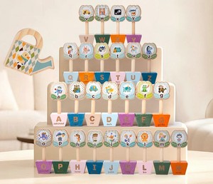 Puzzle Kayu Edukatif Uniseks Motif Bunga dan Huruf, Permainan Edukasi Kartun untuk Anak Usia 2-4 Tahun, Dapat Disesuaikan, Zhejiang - Product Image 6