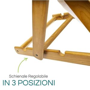 Fauteuil Harmony 3 positions inclinables, structure en bois de sapin avec accoudoirs, 69x92x98 cm, utilisation intérieure et extérieure - Product Image 4