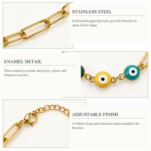 กำไลข้อมือเคลือบสี - สแตนเลสสตีล + เคลือบสี, ชุบสุญญากาศทอง 14K, 170+30 มม. - Product Image 2