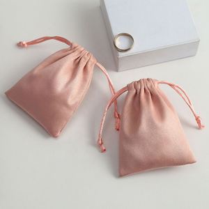 Pochette en flanelle rose avec cordon de serrage 5*7cm pour bijoux, sacs de présentation en daim, emballage - Product Image 2