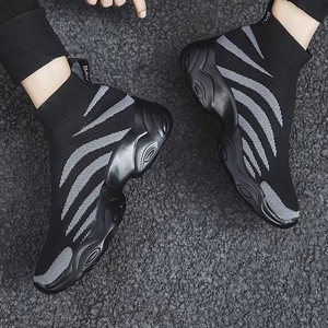 Baskets montantes d'hiver pour hommes, tendance, en chanvre, semelle en bois, bout fermé, souples et respirantes, chaussures décontractées - Product Image 4