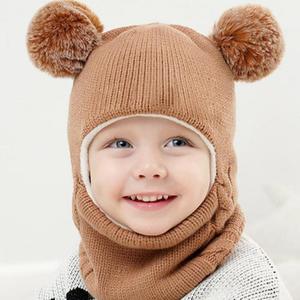Bonnets d'hiver en tricot avec pompon pour enfants et bébés, écharpe pour le cou et <span class=keywords><strong>masque</strong></span> pour le visage - Product Image 2