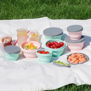 Bol pliable en silicone pour le <span class=keywords><strong>camping</strong></span> en plein air avec design rétractable, boîte à lunch de voyage - Product Image 4