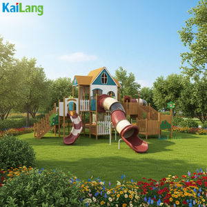 Aire de jeux extérieure de haute qualité en bois, en forme de <span class=keywords><strong>cabane</strong></span>, avec toboggan combiné, aire de jeux sportive extérieure en bois pour enfants - Product Image 5