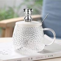Ours Tasse Cuillère Avec Couvercle Verre Tasse À Eau Bureau Tasse À Café Ménage Fleur Tasse À Thé