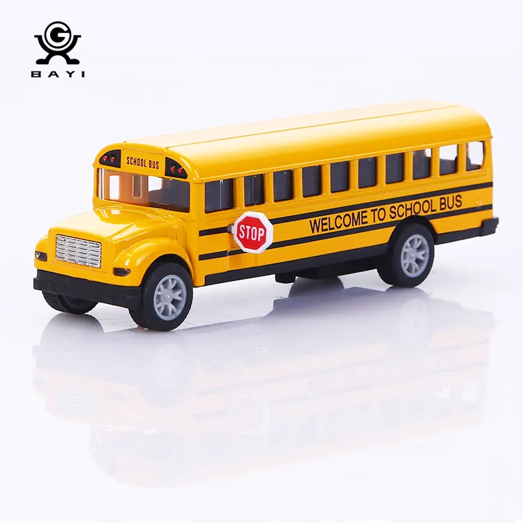 Kids Toddlers 1:16 Alloy Model School Bus Toy Die Cast Pull Back Cars School Bus Play Vehicles