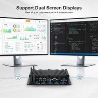 Hystou colokan AU tertanam tanpa kipas 64GB DDR4 generasi ke-8 PC Industri Mini Dual LAN 6 USB 6 Com Port 4GB memori Video