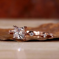 Anillo de Compromiso con Diamante Cultivado en Laboratorio de 0.5-3CT, Corte Princesa Marquise, con Piedras Laterales, Oro Sólido de 10K/14K/18K, Certificado IGI, CVD/HPHT, Personalizado