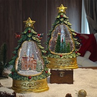 LED-Beleuchteter Weihnachtsbaum-Nachtlicht Kristall-Schneeflocken-Kugel Tisch-Feiertagsdekoration
