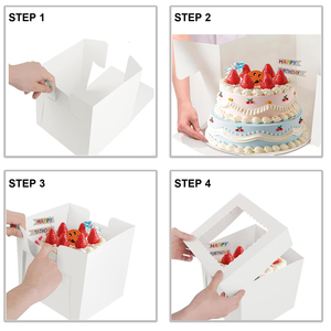 Boîte à gâteau carrée blanche très vendue avec fenêtre en PVC - Product Image 3