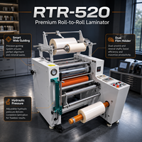 Machine de laminage automatique RTR520 pour étiquettes en papier format A2, laminage automatique en rouleau avec frein à poudre magnétique