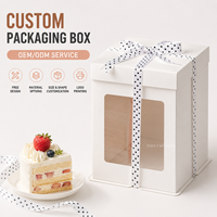 Boîte à gâteau haute personnalisée de haute qualité en carton ivoire, carrée, 8, 10, 12 pouces, avec fenêtre transparente pour mariage et fête