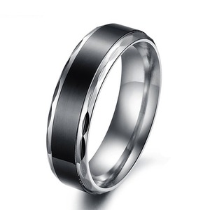 Portable En Acier Inoxydable Couple de Fiançailles En Or En Céramique Noir Obsidienne Anneau - Product Image 2