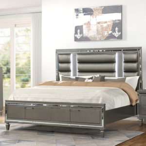 Ensemble de meubles de chambre à coucher moderne et glamour, table de chevet à 2 tiroirs, meubles de rangement contemporains - Product Image 1