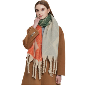 Losange couleur écharpe hiver épais <span class=keywords><strong>Mohair</strong></span> grand Jacquard diamant carreaux <span class=keywords><strong>Cape</strong></span> gros cachemire écharpes - Product Image 2