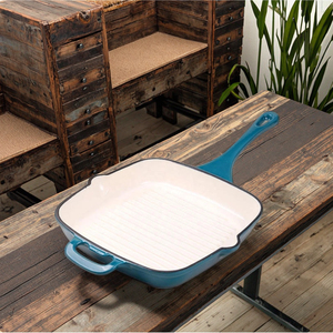 Meilleure vente d'ustensiles de cuisine personnalisables Poêle à frire carrée <span class=keywords><strong>en</strong></span> <span class=keywords><strong>fonte</strong></span> émaillée Poêle antiadhésive avec poignée unique Casserole hollandaise - Product Image 1
