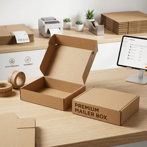 Custom Logo Kraft Mailer <strong>Box</strong> Recyclable Flat Cardboard Product Shipping Packaging Corrugated Paper Carton Boxes - Product Image 2