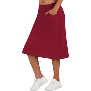 Rok Golf Tenis Wanita Grosir Ukuran Besar Dengan Saku Samping Pinggang Tinggi Kasual Sederhana OEM Rok Panjang Wanita - Product Image 3