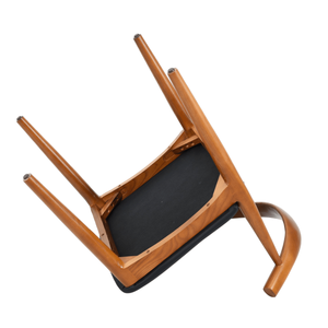 Chaise en bois massif de style européen <span class=keywords><strong>Hans</strong></span> <span class=keywords><strong>Wegner</strong></span> avec accoudoirs en corne de bœuf et assise en cuir, mobilier de salle à manger nordique en bois - Product Image 4
