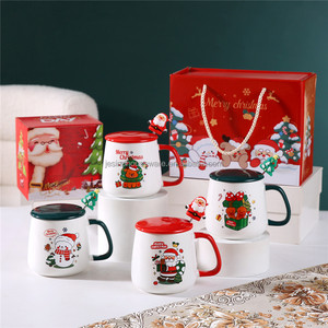Kedatangan Baru 2025 Mug Kopi Keramik Pohon Natal Lucu Cangkir Porselen Natal dengan Tutup dan Sendok Kotak Hadiah Natal Terbaik untuk Anak-Anak - Product Image 2