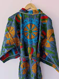 Designer Luxury Kimono Robe Sleepwear Summer Embroidery Bath Robes Knee-Length Knitted Fabric Wholesale Price - Product Image 4