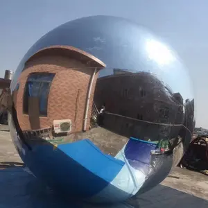 Balon cermin emas tiup raksasa penjualan laris 2m bola disko gantung dengan Helium terbang