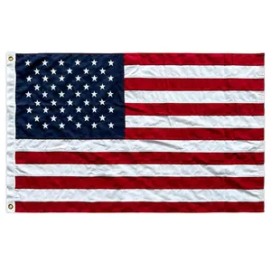 Bandeira americana externa 8X12 Bandeira dos EUA com estrelas bordadas Listras laterais duplas 250D Nylon ao ar livre Tamanho grande Bandeiras dos EUA para interior grande