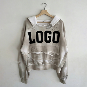 Felpa con Cappuccio da Uomo Personalizzata con Logo, Design Streetwear Pesante 450GSM, Taglio Distressed, Oversize, 100% Cotone, Effetto Lavaggio Acido - Product Image 1