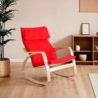 Fauteuil à bascule moderne en bois massif à bras courbés, style nordique minimaliste, fauteuil de loisirs individuel, fauteuil confortable pour la maison, le bureau, le salon, la lecture