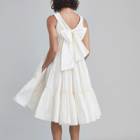 2024 chaud été tenue décontractée pour les femmes élégant fête femmes sans manches blanc longue robe taffetas à plusieurs niveaux robe trapèze