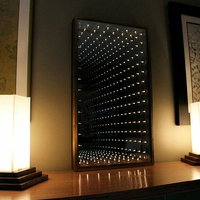 Miroir LED Infinity avec cadre doré, boîte lumineuse murale effet tunnel, miroir espace profond pour salon, chambre, bar, studio - Vente en gros